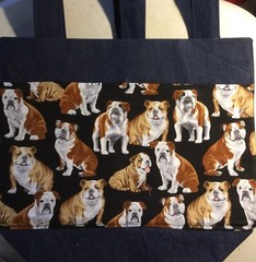 New Handmade Denim Walker Caddy Tote Bag English Bulldog Pet Dog Theme
