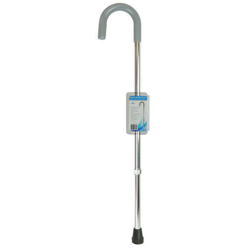 Cane Round Handle Blue Jay Silver with Vinyl Comfort Grip