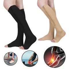 Zippered Compression Socks Support Stockings Leg Calf Men’s Women’s Sox (S-XXL)