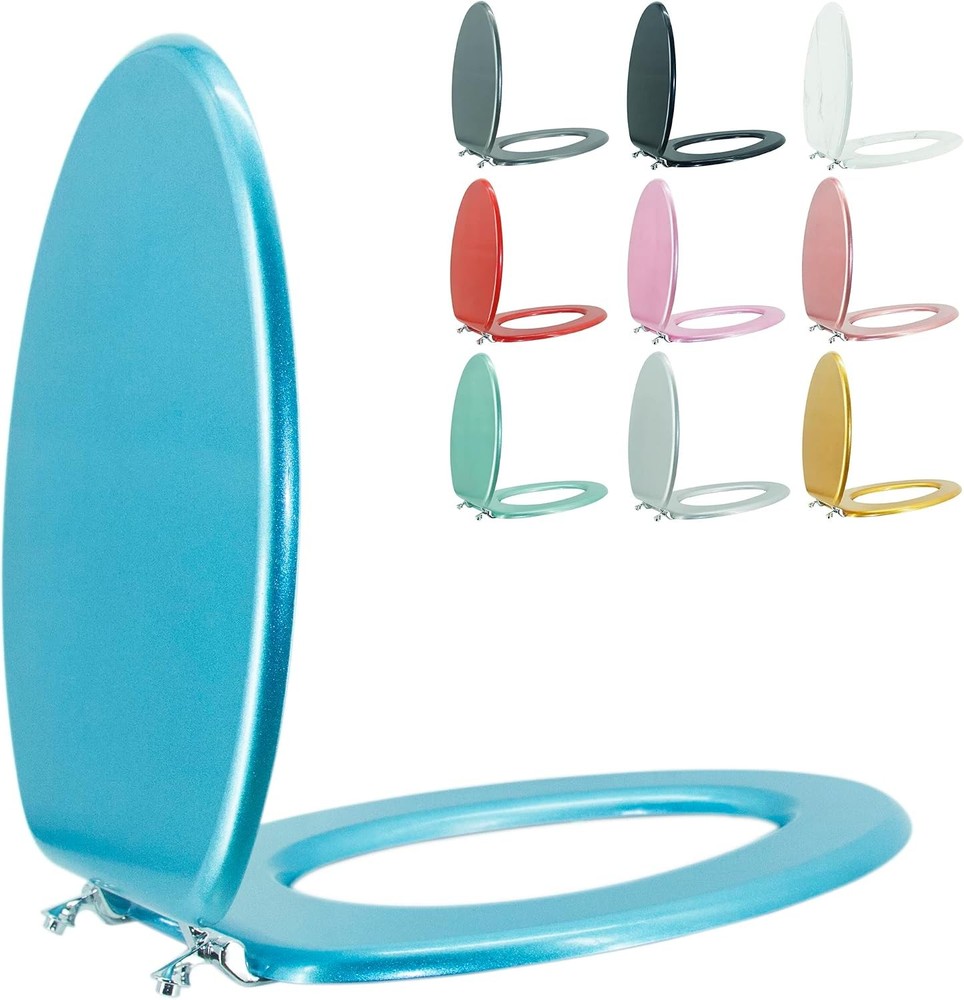 Elongated Toilet Seat Wood Toilet Seat Prevent Shifting with Zinc Alloy Hinges