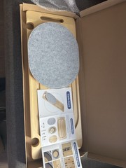 VIVE Sliding Portable Wooden Transfer Board with Handles, Beige Gray