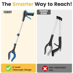 Telescopic Grabber Reacher Tool, 5-Level Adjustable (23“ to 41“) – Blue 2pc