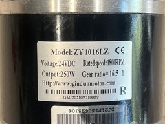 ZY1016LZ Right Side Foldable Wheelchair DC Drive Motor 24VDC 250W 1800RPM 16.5:1