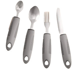 4 PC SET Adaptive Utensils Elderly Arthritis Tremor Easy Grip Cutlery Grey
