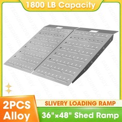 2 Pack 36″ x 24″ Heavy Duty Aluminum Shed Ramp, Loading for Mowers, ATV, Silver