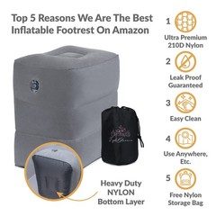 Inflatable Airplane Footrest Pillow | Kids Travel Bed B1634, Grey
