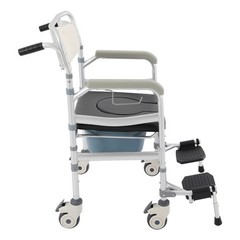 Foldable Height Adjustable Rolling Shower Commode Chair 4 Wheels 380 Lbs