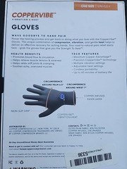 Copper Compression CopperVibe Vibration Heat Therapy Gloves Black (1 Pair)