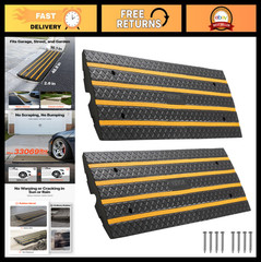 Heavy Duty Rubber Curb Ramp 2 Pack – 48.8″ Low Profile Slope for Vehicles, RVs,