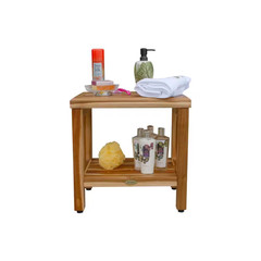 Earthyteak Classic 18 In. Teak Shower Bench with Shelf