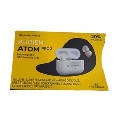 Audien Atom Pro 2 Rechargeable OTC Hearing Aids New, Open Box