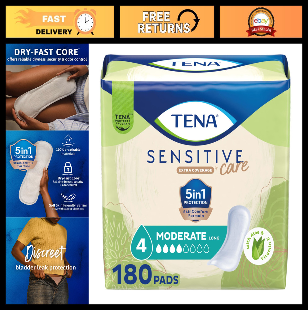 Incontinence Pads for Women – Sensitive Care, Moderate Absorbency, 180 Count