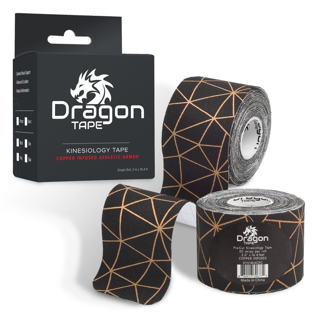 Dragon Tape Kinesiology Tape Copper Infused – 20 Precut Water-Resistant Strips