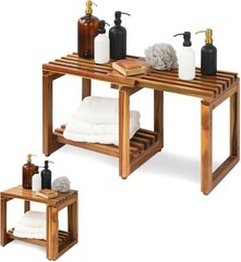 Customizable 29-Inch Shower Bench in Acacia Wood – Easy Assembly and Elegance