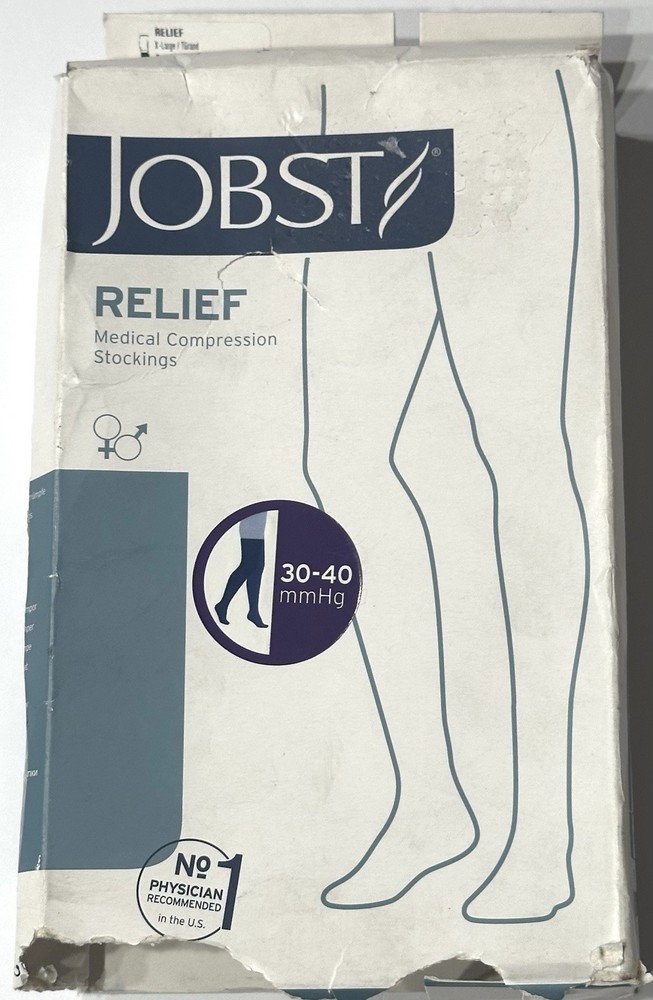 Jobst Relief Thigh Open Toe Compression Stockings 30-40 mmHg XL Beige, NEW