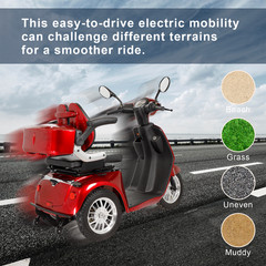 800W 3 Wheel Heavy Duty Adult Senior Mobility Scooter 31 Miles 500lbs 60V/20Ah