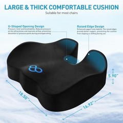 BlissTrends Extra Thick Seat Cushion for Office Chair & Car Seat, Black