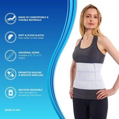 Abdominal Binder 12″ 4-Panel Compression Belt for Hernia, Back Pain, Recovery