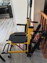 Foldable Sitting Stairlift Chair w/ Safety Belt, 4 Wheels, Yellow/Black Metal