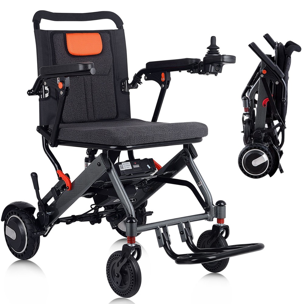 Lightweight Foldable Electric Wheelchair with Dual 250W Motors, 12 Miles Rang