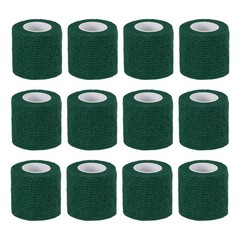 2″ x 177″ 12 Pcs Self Adhesive Bandage Wrap Elastic Self Tape Dark Green