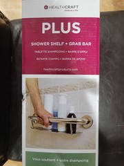 HEALTHCRAFT Plus 16in Grab Bar & Shampoo Shelf ADA Polished Chrome