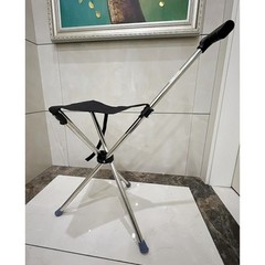 Portable Stainless Steel Folding Walking Cane with Seat Comfortable Soft Handle