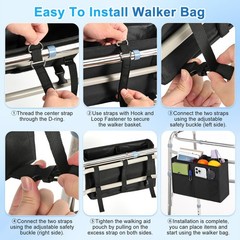 Walker Basket, Basket for Walkers with Multi Pockets, Hand-free Carry Pouch S…