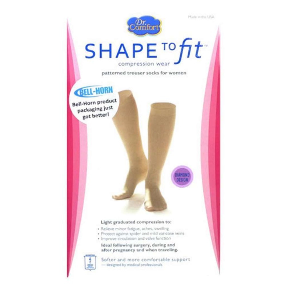 Dr. Comfort Shape to Fit Patterned Trouser Socks, CT, (Size: M) 15-20mmHg Black