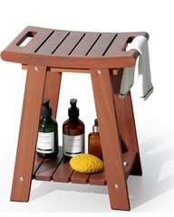 Teak shower bench 15.75in w/ Storage Shelf Stool for Inside Shower Nonslip