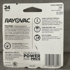 Rayovac Unisex Size 312 Hearing Aid Batteries Brown 24 Pack Zinc Air 1.45V 312CR