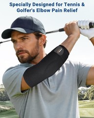 Vlela Elbow Compression Sleeve with Adjustable Strap – Tennis Medium, Black