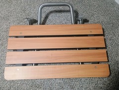 Seachrome 24″ Wide ADA Folding Wall Mount Shower Bench, Teak Phenolic Seat