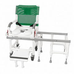 MJM PVC Shower Transfer Chair Commode Bath Bench Green Mesh Used