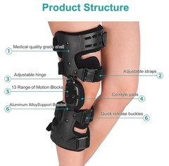 Post Op Hinged Knee Brace ROM Adjustable Orthopedic Support Right Leg Adult