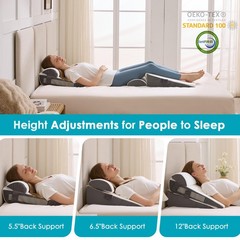 3Pcs Wedge Pillow Set for After Surgery,Acid Reflux Relief, Adjustable Bed Wedge