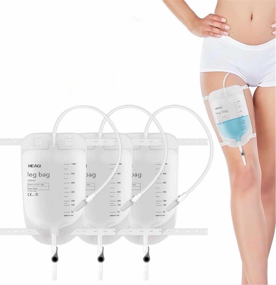 3 Pack Catheter Bags, Easy-Tap Leg Bag Urinary Drainage Bag, 33.8 Oz Anti-Reflux